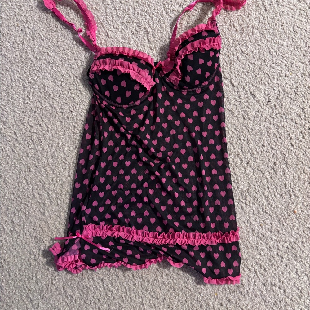 Rampage Black and Pink heart lingerie